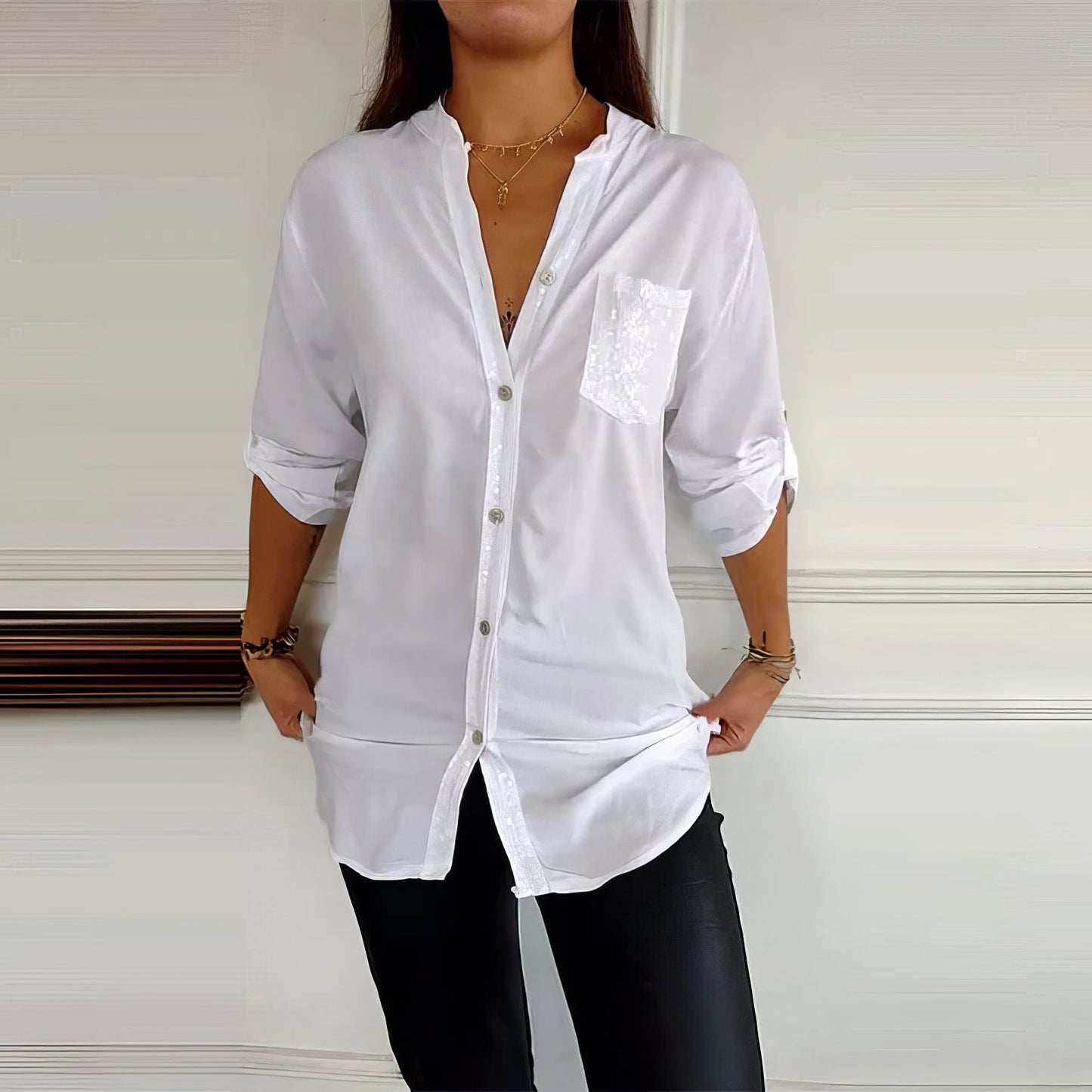 Chemise Chic à Paillettes pour Femmes